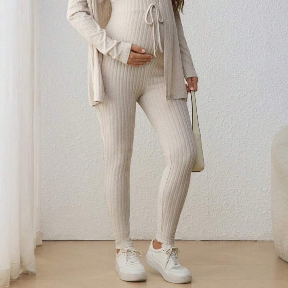 Cream Ribbed Jumpsuit with Jacket - Picture 3 of 4